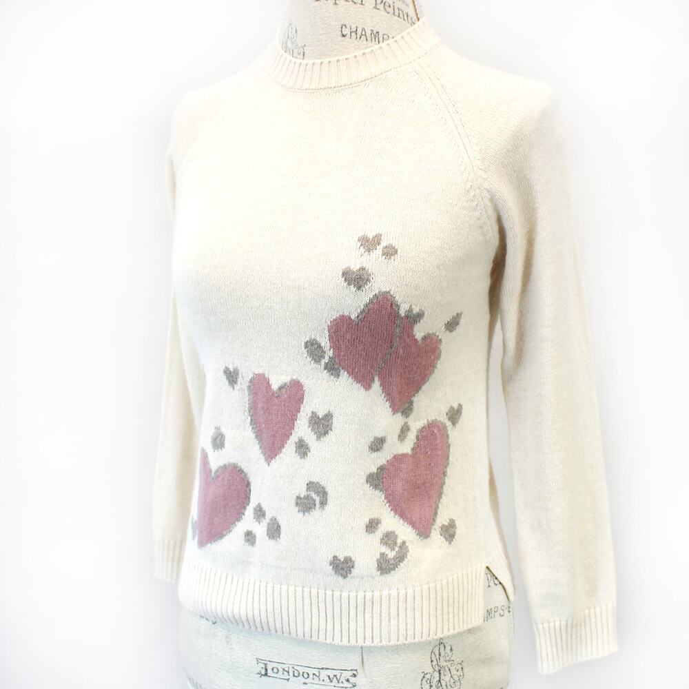 Mayoral Kids Girl's Ivory Sweater Hearts Pullover Crew-Neck Size 9Y